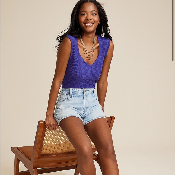 Maurices Textured Corset Tank Top Purple Hibiscus Small - Picture 2 of 7